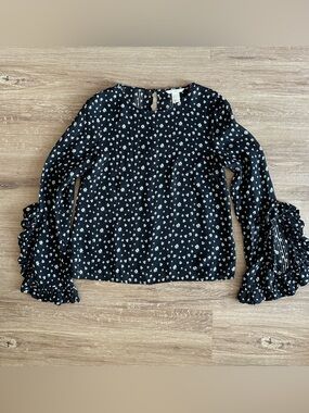Floral Blouse with Dramatic Ruffle Bell Sleeve - Sz 2 H&M - Cottagecore